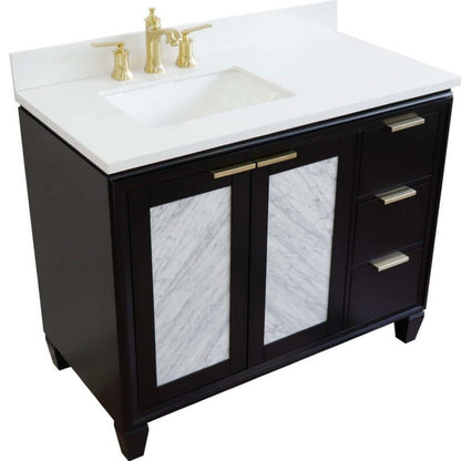 Bellaterra Shlomo - to Split Black 43" Single Vanity w/ Counter Top and Left Sink-Left Door 400990-43L-BL-WERL