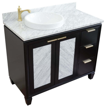 Bellaterra Shlomo - to Split Black 43" Single Vanity w/ Counter Top and Left Sink-Left Door 400990-43L-BL-WMRDL