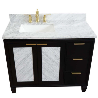 Bellaterra Shlomo - to Split Black 43" Single Vanity w/ Counter Top and Left Sink-Left Door 400990-43L-BL-WMRL