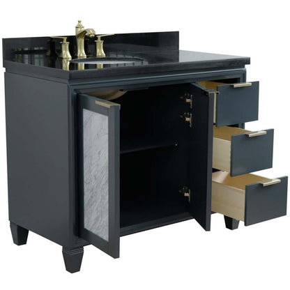 Bellaterra Shlomo - to Split Dark Gray 43" Single Vanity w/ Counter Top and Left Sink-Left Door 400990-43L-DG-BGOL