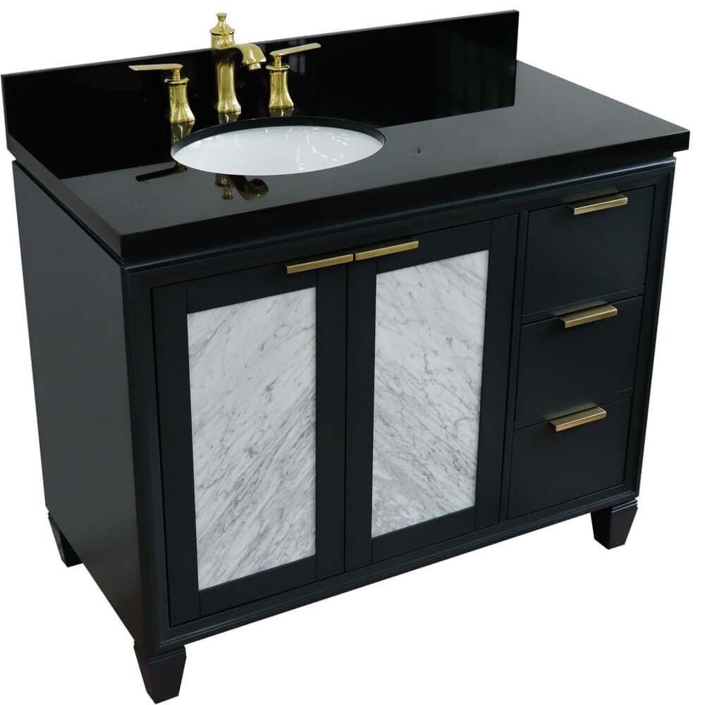 Bellaterra Shlomo - to Split Dark Gray 43" Single Vanity w/ Counter Top and Left Sink-Left Door 400990-43L-DG-BGOL