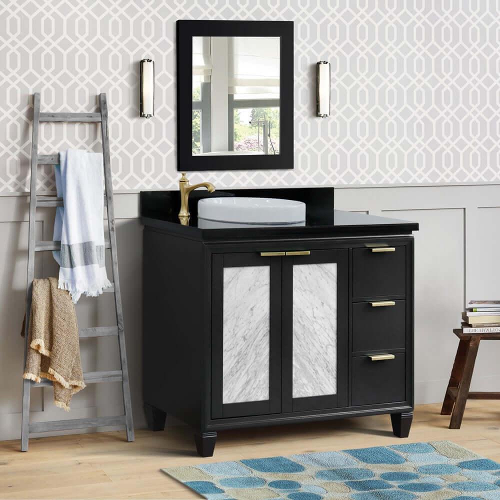 Bellaterra Shlomo - to Split Dark Gray 43" Single Vanity w/ Counter Top and Left Sink-Left Door 400990-43L-DG-BGRDL