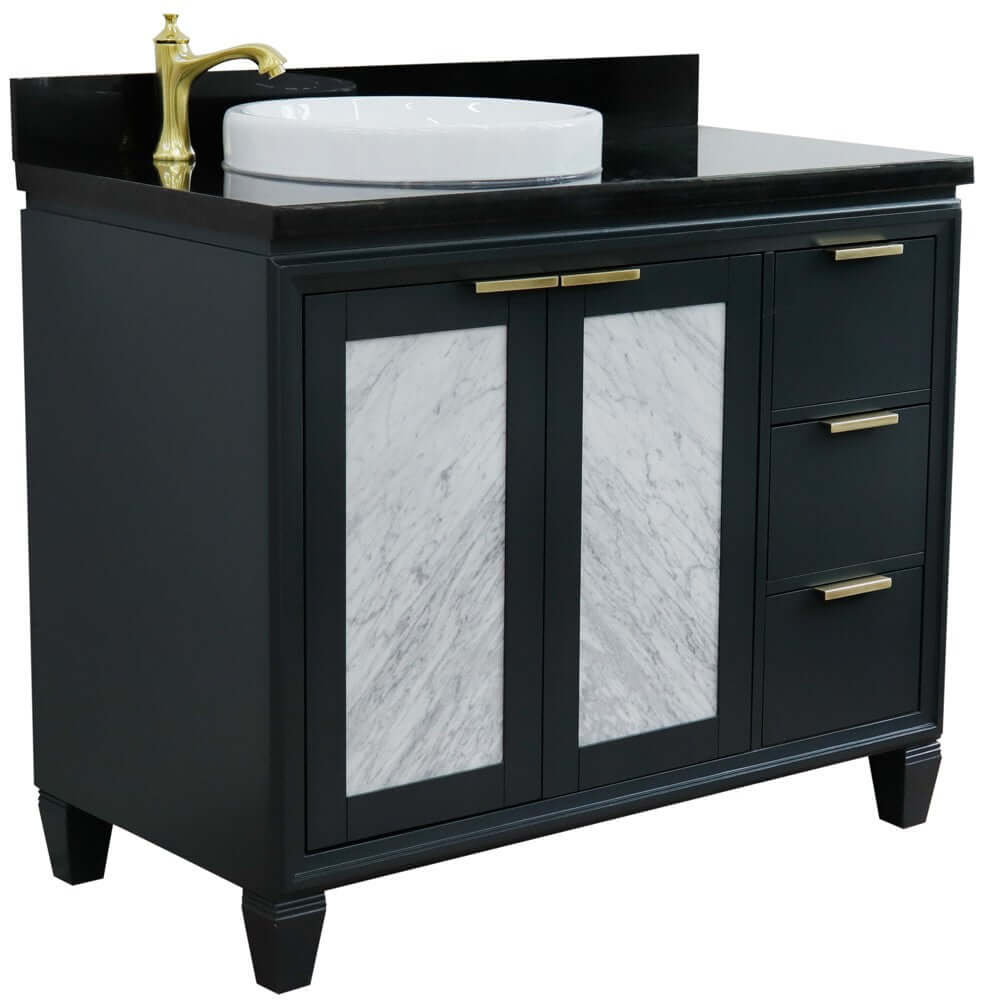 Bellaterra Shlomo - to Split Dark Gray 43" Single Vanity w/ Counter Top and Left Sink-Left Door 400990-43L-DG-BGRDL