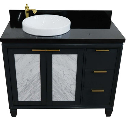 Bellaterra Shlomo - to Split Dark Gray 43" Single Vanity w/ Counter Top and Left Sink-Left Door 400990-43L-DG-BGRDL