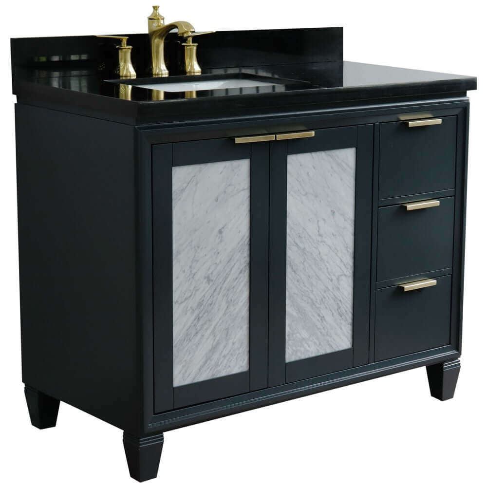 Bellaterra Shlomo - to Split Dark Gray 43" Single Vanity w/ Counter Top and Left Sink-Left Door 400990-43L-DG-BGRL