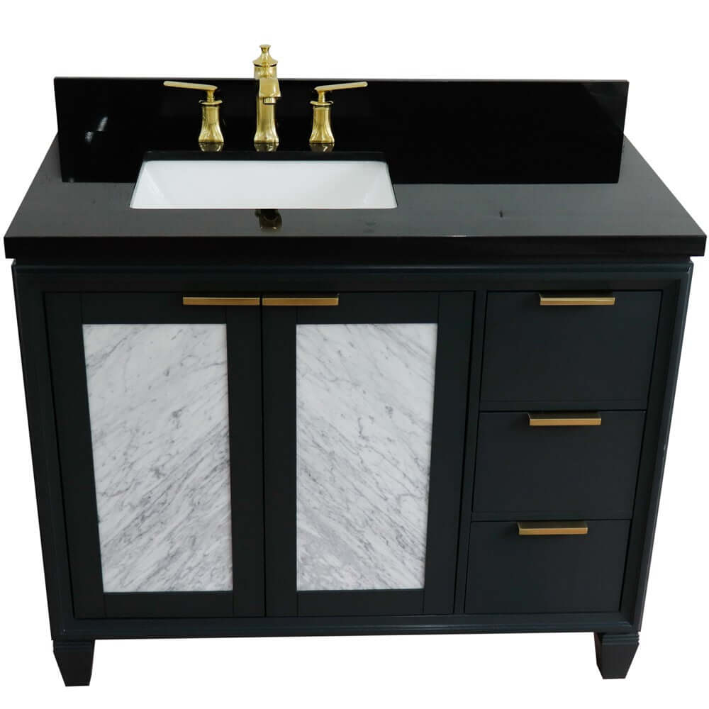 Bellaterra Shlomo - to Split Dark Gray 43" Single Vanity w/ Counter Top and Left Sink-Left Door 400990-43L-DG-BGRL