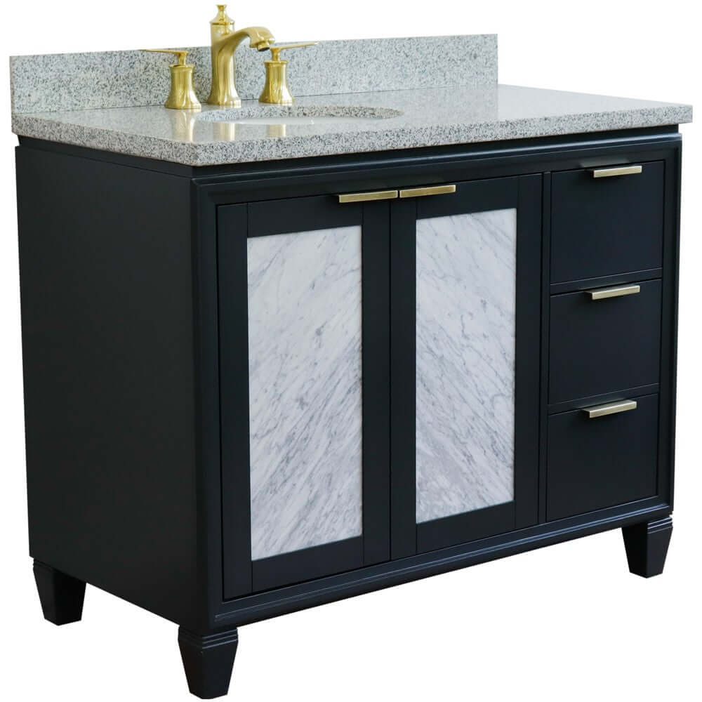 Bellaterra Shlomo - to Split Dark Gray 43" Single Vanity w/ Counter Top and Left Sink-Left Door 400990-43L-DG-GYOL