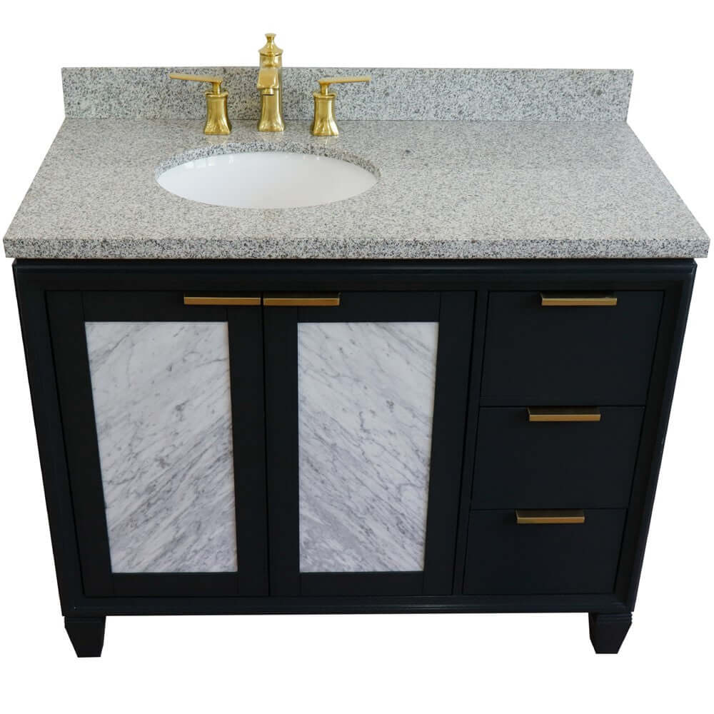 Bellaterra Shlomo - to Split Dark Gray 43" Single Vanity w/ Counter Top and Left Sink-Left Door 400990-43L-DG-GYOL