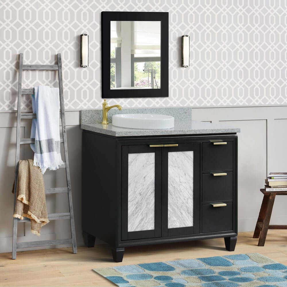 Bellaterra Shlomo - to Split Dark Gray 43" Single Vanity w/ Counter Top and Left Sink-Left Door 400990-43L-DG-GYRDL