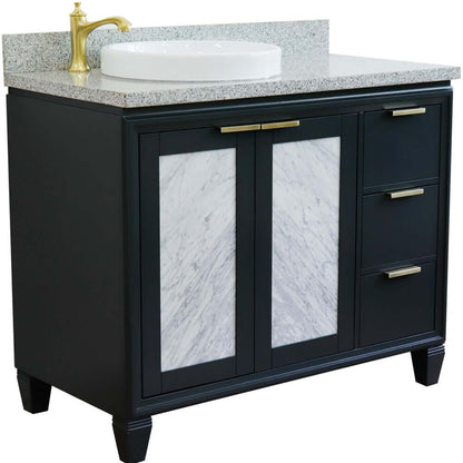 Bellaterra Shlomo - to Split Dark Gray 43" Single Vanity w/ Counter Top and Left Sink-Left Door 400990-43L-DG-GYRDL