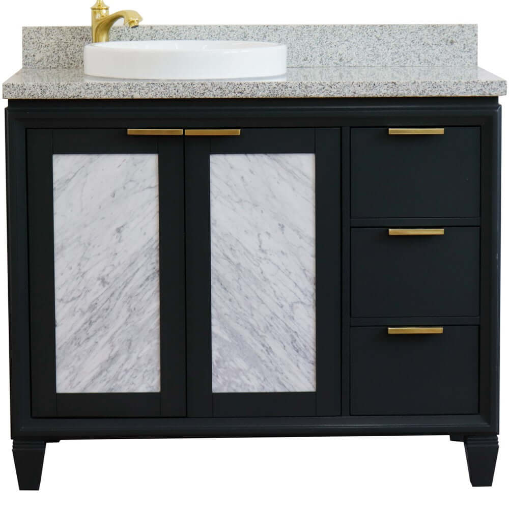 Bellaterra Shlomo - to Split Dark Gray 43" Single Vanity w/ Counter Top and Left Sink-Left Door 400990-43L-DG-GYRDL