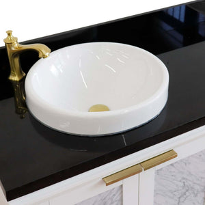 Bellaterra White 43" Single Vanity, Black Top, Left Doors Round Sink  400990-43L-WH