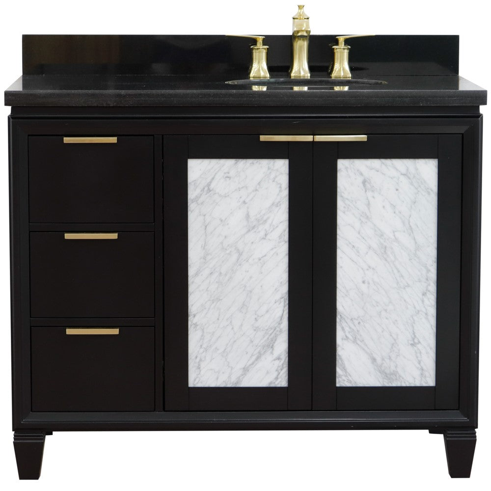 Bellaterra 43" Single Vanity w/ Counter Top and Sink Black Finish - Right Door/Right Sink 400990-43R-BL-BGOR