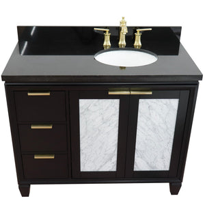 Bellaterra 43" Single Vanity w/ Counter Top and Sink Black Finish - Right Door/Right Sink 400990-43R-BL-BGOR