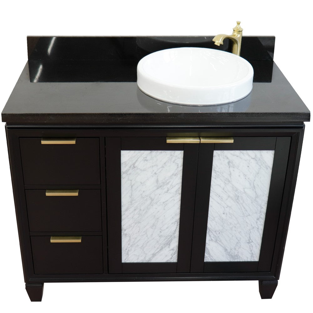 Bellaterra 43" Single Vanity w/ Counter Top and Sink Black Finish - Right Door/Right Sink 400990-43R-BL-BGRDR