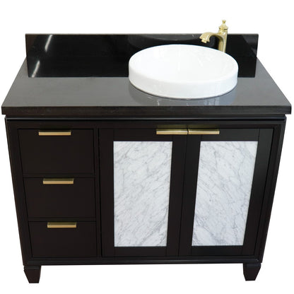 Bellaterra 43" Single Vanity w/ Counter Top and Sink Black Finish - Right Door/Right Sink 400990-43R-BL-BGRDR