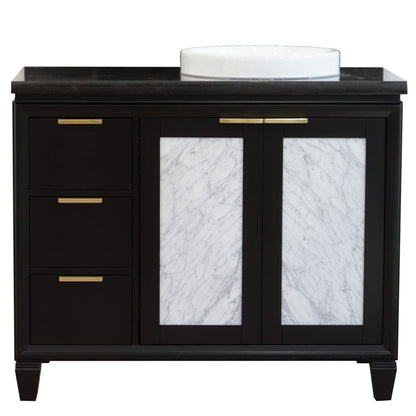 Bellaterra 43" Single Vanity w/ Counter Top and Sink Black Finish - Right Door/Right Sink 400990-43R-BL-BGRDR