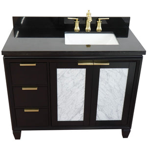Bellaterra 43" Single Vanity w/ Counter Top and Sink Black Finish - Right Door/Right Sink 400990-43R-BL-BGRR