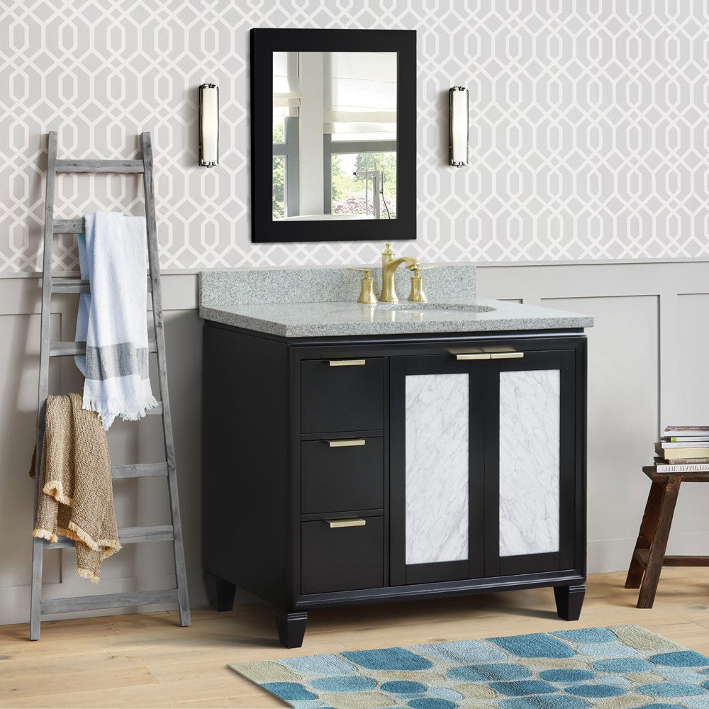 Bellaterra 43" Single Vanity w/ Counter Top and Sink Black Finish - Right Door/Right Sink 400990-43R-BL-GYOR