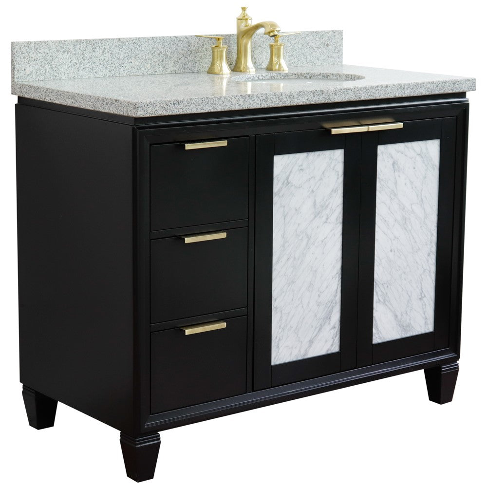 Bellaterra 43" Single Vanity w/ Counter Top and Sink Black Finish - Right Door/Right Sink 400990-43R-BL-GYOR