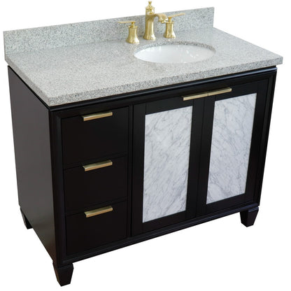 Bellaterra 43" Single Vanity w/ Counter Top and Sink Black Finish - Right Door/Right Sink 400990-43R-BL-GYOR