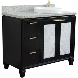Bellaterra 43" Single Vanity w/ Counter Top and Sink Black Finish - Right Door/Right Sink 400990-43R-BL-GYRDR