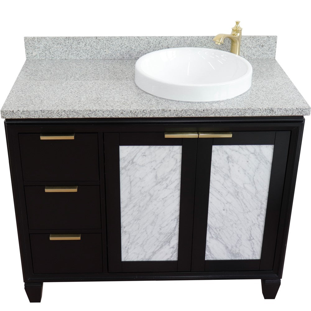 Bellaterra 43" Single Vanity w/ Counter Top and Sink Black Finish - Right Door/Right Sink 400990-43R-BL-GYRDR