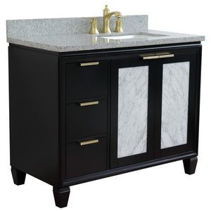 Bellaterra 43" Single Vanity w/ Counter Top and Sink Black Finish - Right Door/Right Sink 400990-43R-BL-GYRR