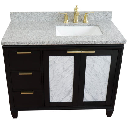 Bellaterra 43" Single Vanity w/ Counter Top and Sink Black Finish - Right Door/Right Sink 400990-43R-BL-GYRR