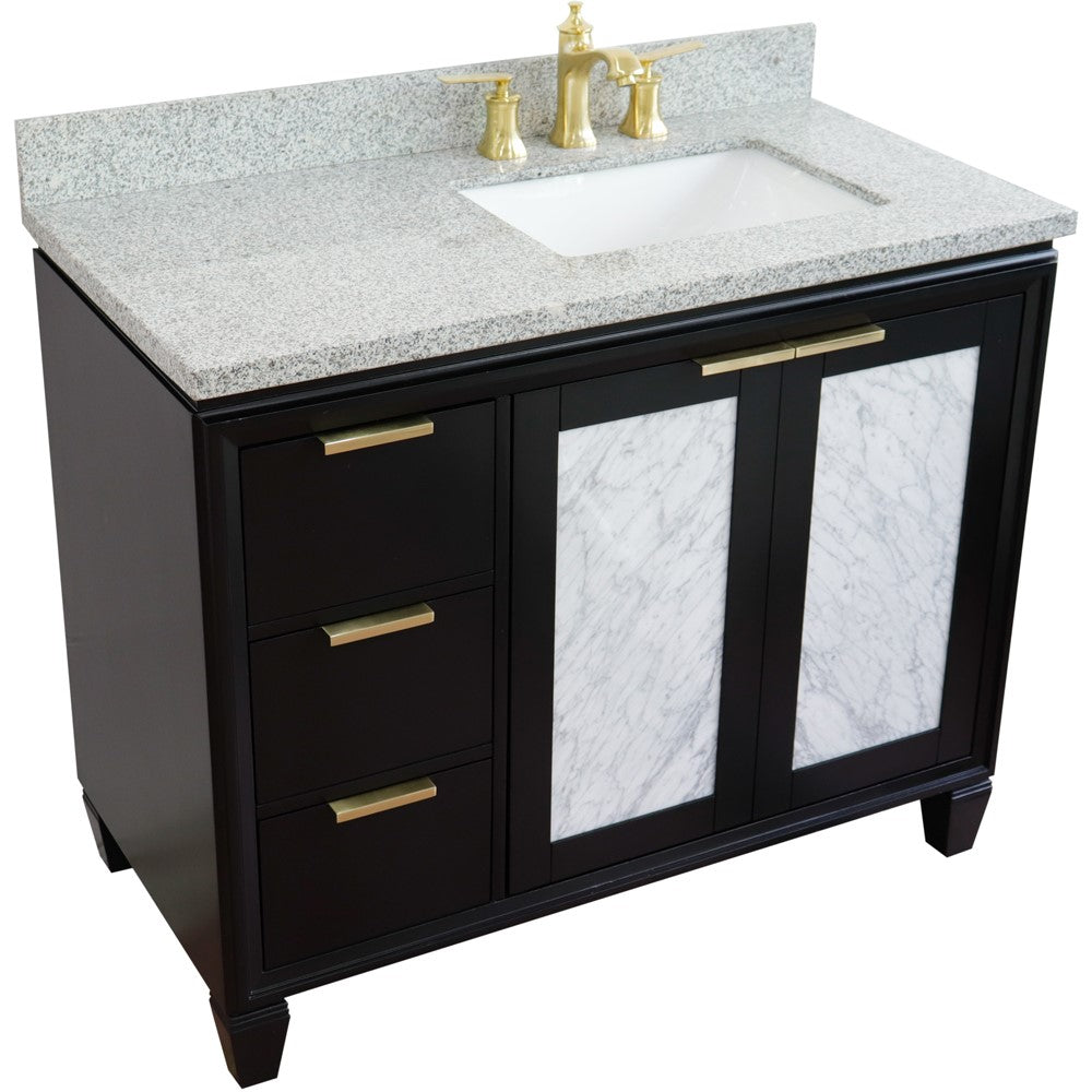 Bellaterra 43" Single Vanity w/ Counter Top and Sink Black Finish - Right Door/Right Sink 400990-43R-BL-GYRR