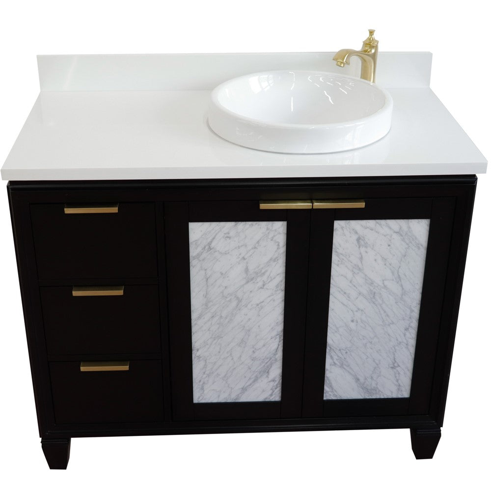 Bellaterra 43" Single Vanity w/ Counter Top and Sink Black Finish - Right Door/Right Sink 400990-43R-BL-WERDR