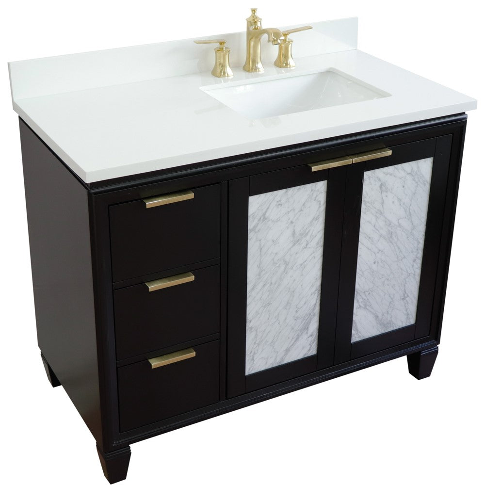 Bellaterra 43" Single Vanity w/ Counter Top and Sink Black Finish - Right Door/Right Sink 400990-43R-BL