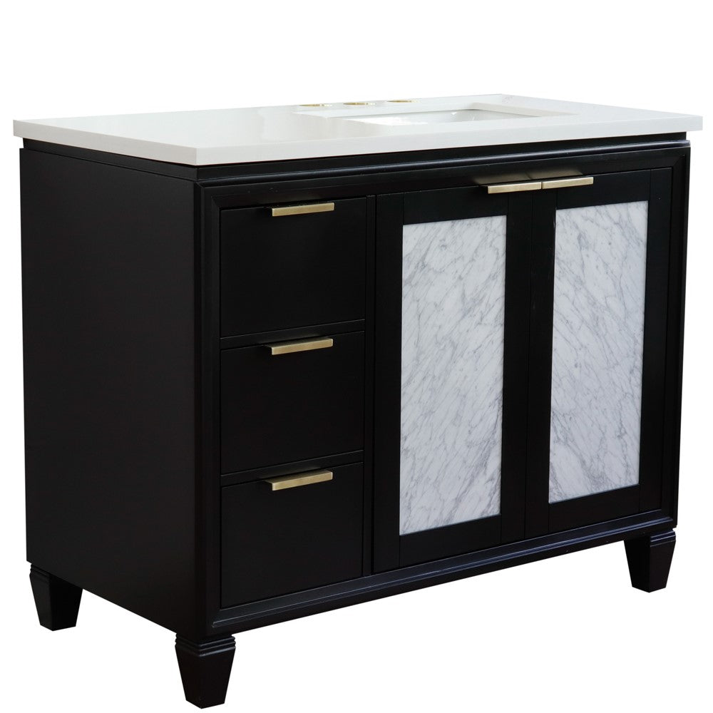 Bellaterra 43" Single Vanity w/ Counter Top and Sink Black Finish - Right Door/Right Sink 400990-43R-BL-WERR