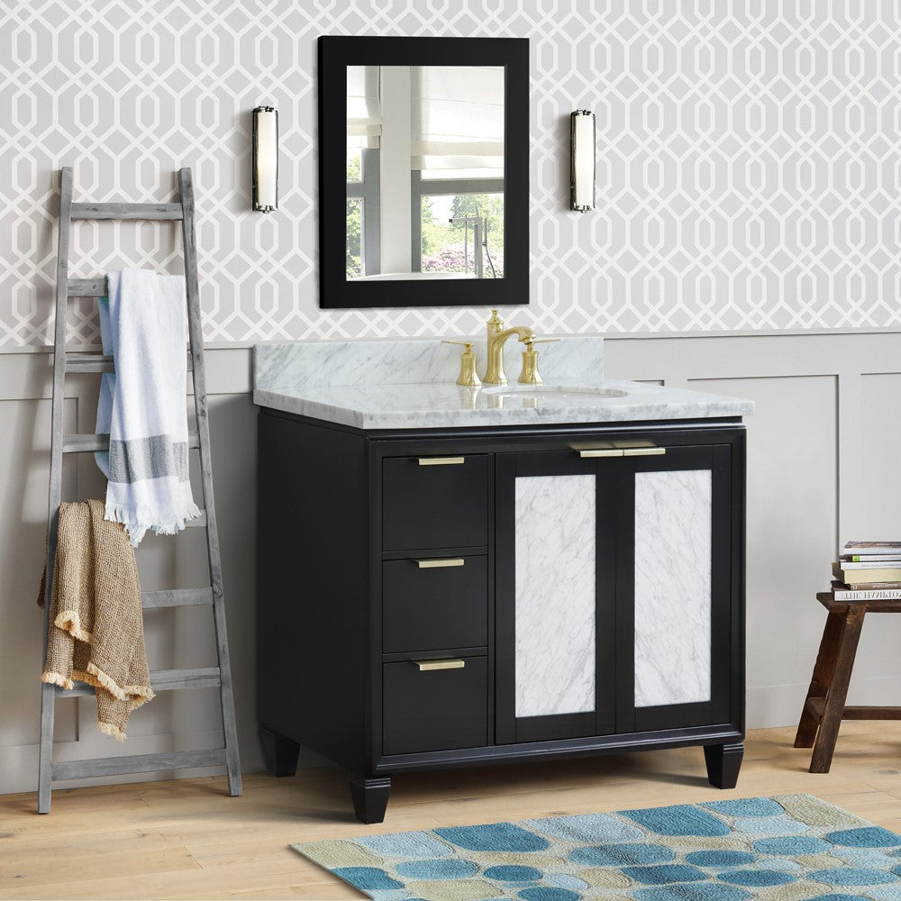 Bellaterra 43" Single Vanity w/ Counter Top and Sink Black Finish - Right Door/Right Sink 400990-43R-BL