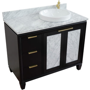 Bellaterra 43" Single Vanity w/ Counter Top and Sink Black Finish - Right Door/Right Sink 400990-43R-BL-WMRDR