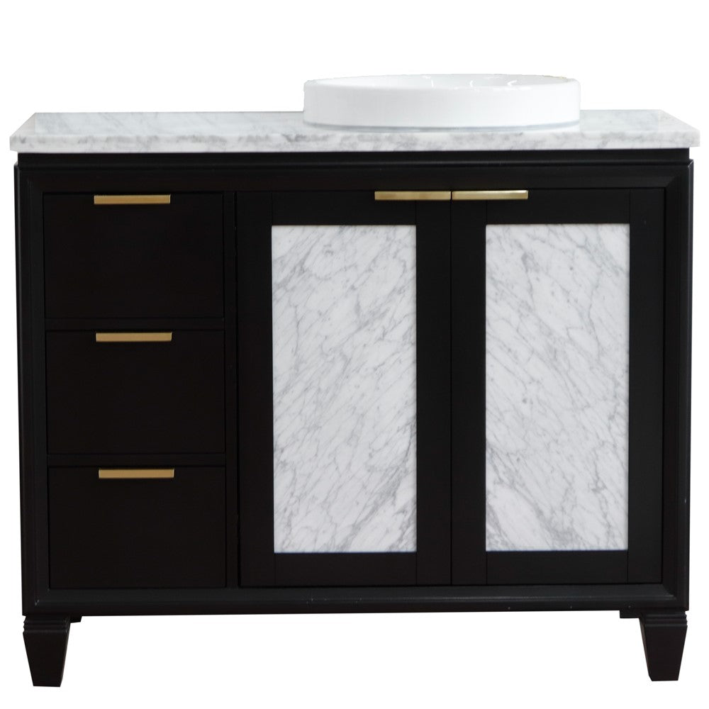 Bellaterra 43" Single Vanity w/ Counter Top and Sink Black Finish - Right Door/Right Sink 400990-43R-BL-WMRDR