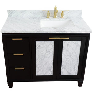 Bellaterra 43" Single Vanity w/ Counter Top and Sink Black Finish - Right Door/Right Sink 400990-43R-BL-WMRR