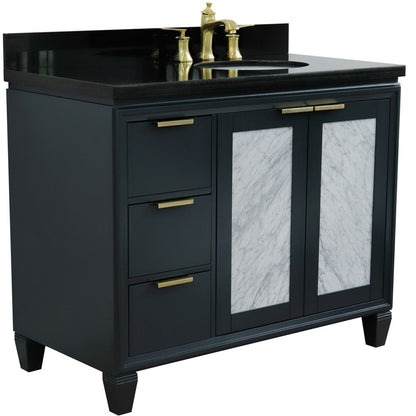 Bellaterra 43" Single Vanity w/ Counter Top and Sink Dark Gray Finish - Right Door/Right Sink 400990-43R-DG-BGOR