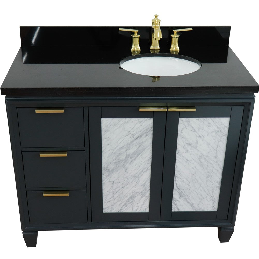 Bellaterra 43" Single Vanity w/ Counter Top and Sink Dark Gray Finish - Right Door/Right Sink 400990-43R-DG-BGOR