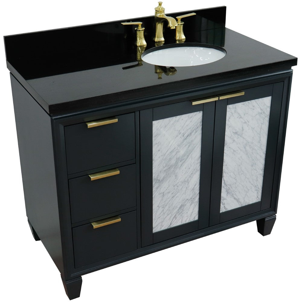 Bellaterra 43" Single Vanity w/ Counter Top and Sink Dark Gray Finish - Right Door/Right Sink 400990-43R-DG-BGOR