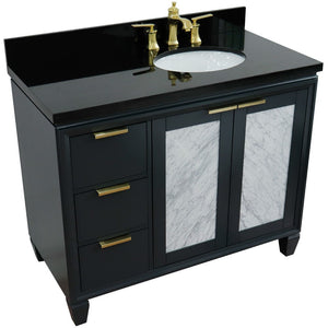 Bellaterra 43" Single Vanity w/ Counter Top and Sink Dark Gray Finish - Right Door/Right Sink 400990-43R-DG-BGOR