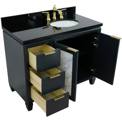 Bellaterra 43" Single Vanity w/ Counter Top and Sink Dark Gray Finish - Right Door/Right Sink 400990-43R-DG-BGOR