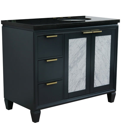 Bellaterra 43" Single Vanity w/ Counter Top and Sink Dark Gray Finish - Right Door/Right Sink 400990-43R-DG-BGOR