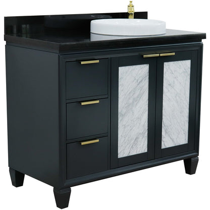 Bellaterra 43" Single Vanity w/ Counter Top and Sink Dark Gray Finish - Right Door/Right Sink 400990-43R-DG-BGRDR