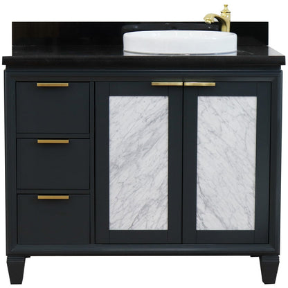 Bellaterra 43" Single Vanity w/ Counter Top and Sink Dark Gray Finish - Right Door/Right Sink 400990-43R-DG-BGRDR