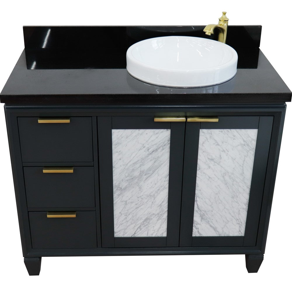 Bellaterra 43" Single Vanity w/ Counter Top and Sink Dark Gray Finish - Right Door/Right Sink 400990-43R-DG-BGRDR