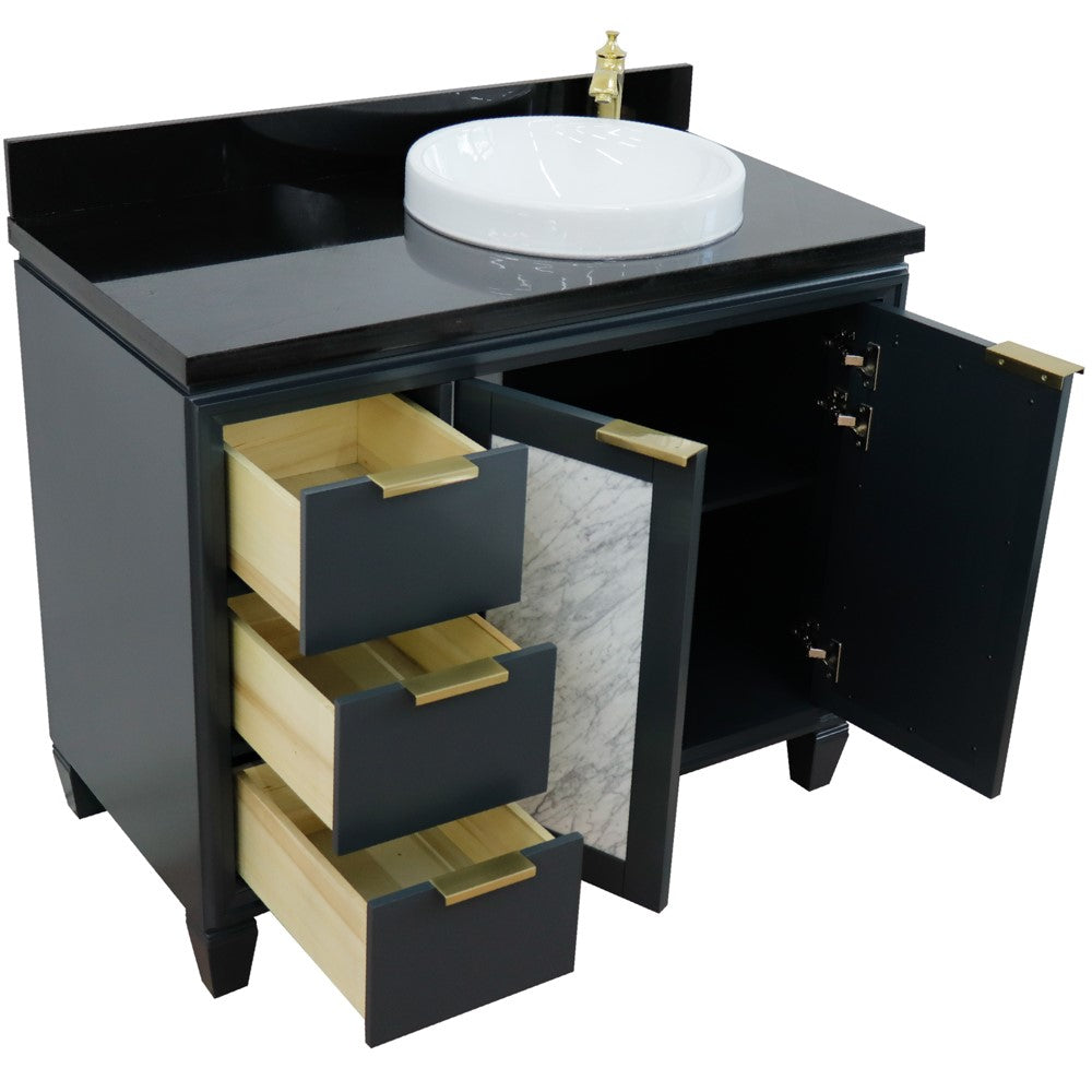 Bellaterra 43" Single Vanity w/ Counter Top and Sink Dark Gray Finish - Right Door/Right Sink 400990-43R-DG-BGRDR