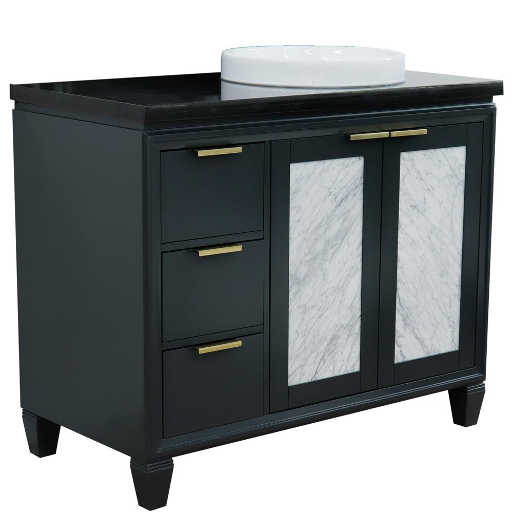 Bellaterra 43" Single Vanity w/ Counter Top and Sink Dark Gray Finish - Right Door/Right Sink 400990-43R-DG-BGRDR