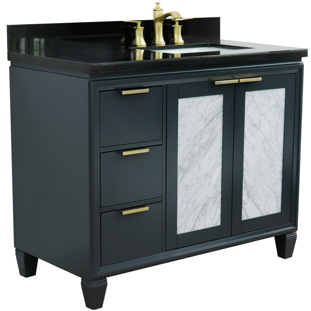 Bellaterra 43" Single Vanity w/ Counter Top and Sink Dark Gray Finish - Right Door/Right Sink 400990-43R-DG-BGRR