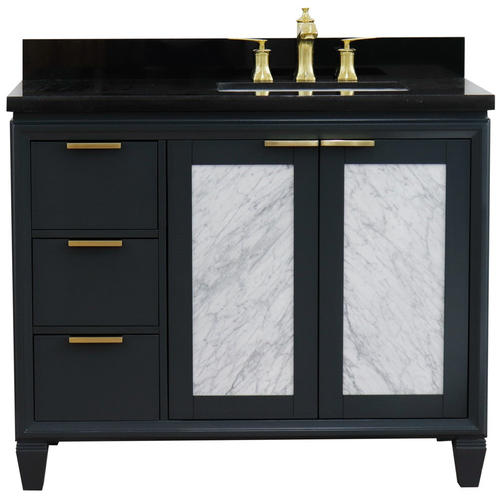 Bellaterra 43" Single Vanity w/ Counter Top and Sink Dark Gray Finish - Right Door/Right Sink 400990-43R-DG-BGRR